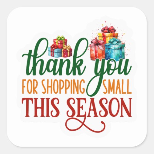 Holiday Small Business Christmas Thank You Square Sticker