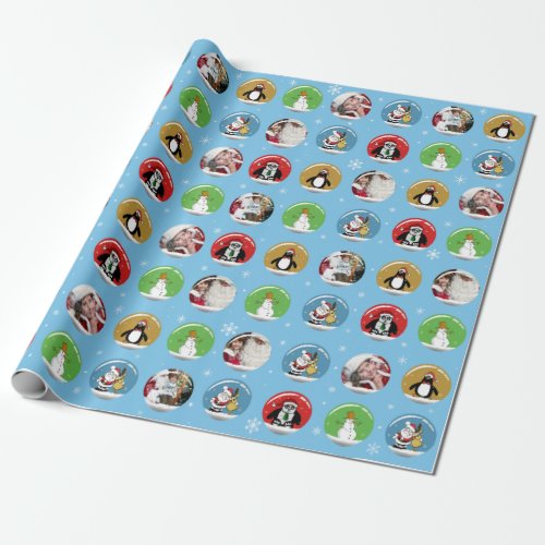 Holiday Snow Globe Custom Photo Template Wrapping Paper