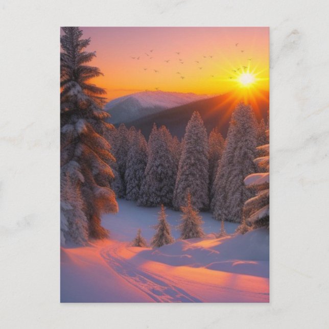 Holiday Snow Scene Postcard (Front)