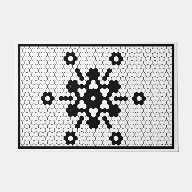 Holiday Snowflake Black and White Tile Doormat (Front)