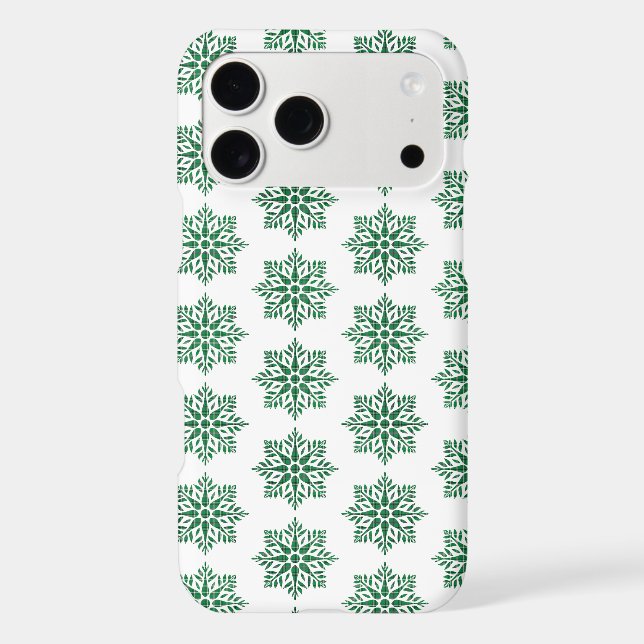 Holiday Snowflake Plaid Pattern Green iPhone Case (Back)