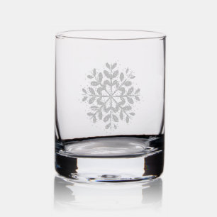 Holiday Snowflake Rocks Glass