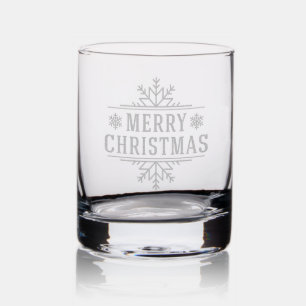 Holiday Snowflake Rocks Glass