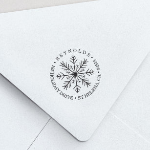 Holiday Snowflake Round Return Address Self-inking Stamp