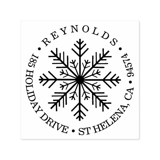 Holiday Snowflake Round Return Address Self-inking Stamp