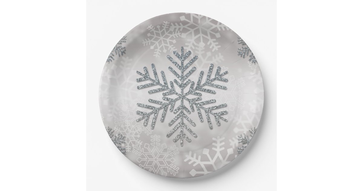 Download Holiday Snowflake with Silver Glitter Paper Plate | Zazzle.com Yellowimages Mockups