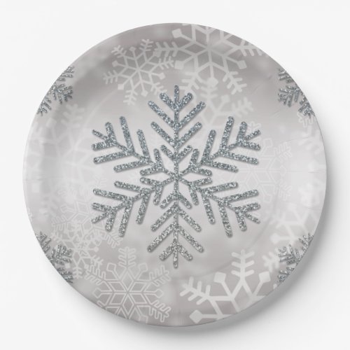 Holiday Snowflake with Silver Glitter Paper Plates
