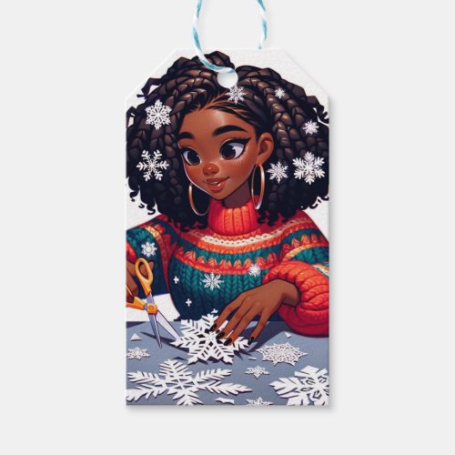 Holiday Snowflakes _ Black People Christmas Design Gift Tags