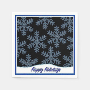 Holiday Snowflakes Blue Christmas Napkins