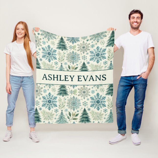 Holiday Snowflakes, Christmas Tree Pattern Blanket (In Situ)