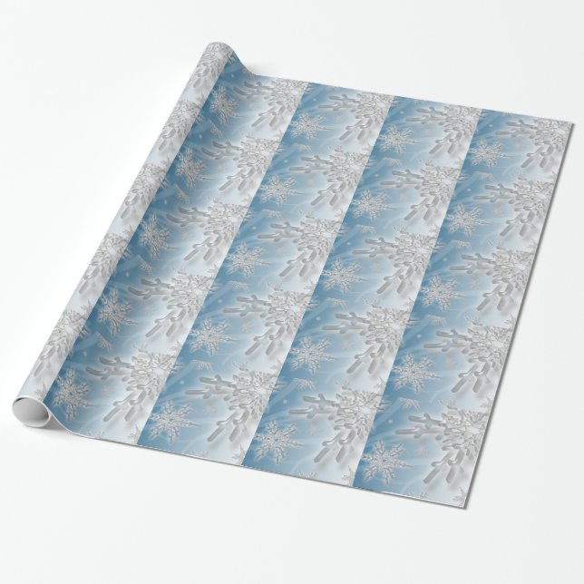 Holiday Snowflakes Christmas Xmas Background Wrapping Paper (Unrolled)