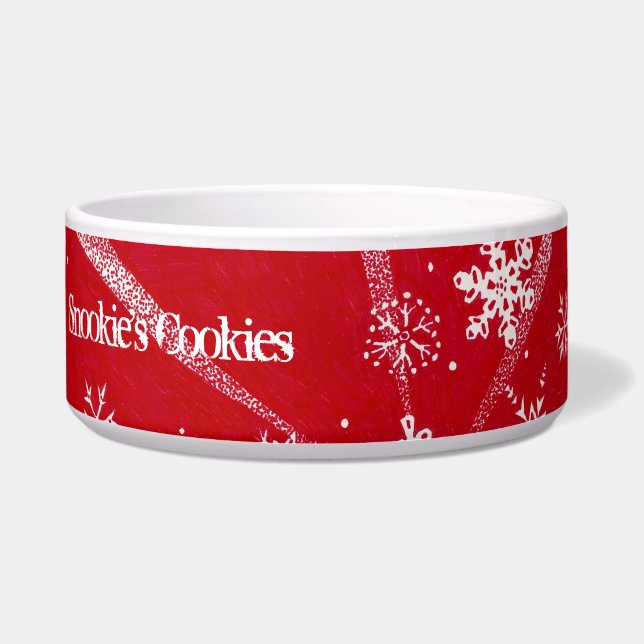 Holiday Snowflakes | Customizable Pet Bowls (Front)