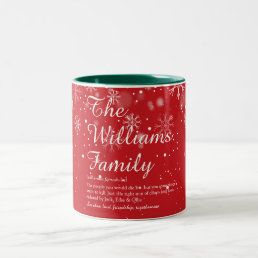 Holiday Snowflakes Family Definition Script Two-Tone Coffee Mug