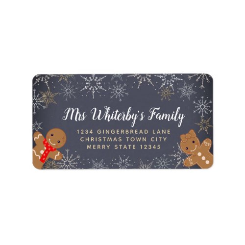 Holiday Snowflakes Gingerbread Chalkboard Return Label