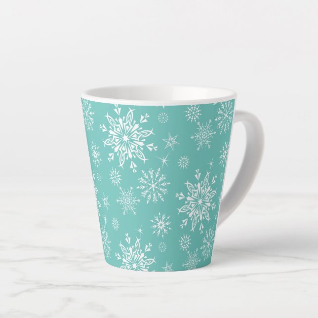 Holiday Snowflakes Latte Mug (Right Angle)
