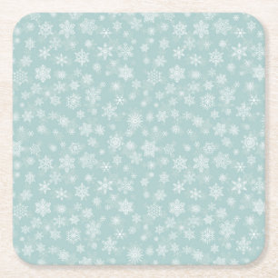 Holiday Snowflakes Merry Christmas Square Paper Coaster