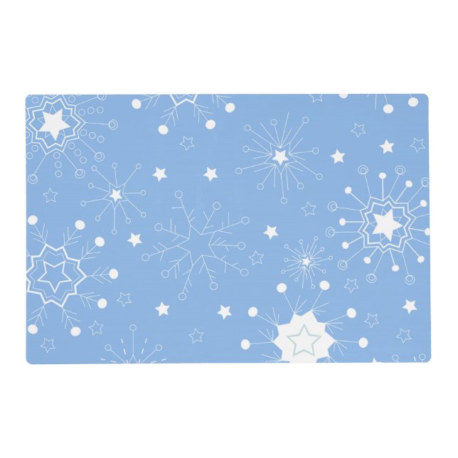 Holiday Snowflakes on Blue Placemat (Front)