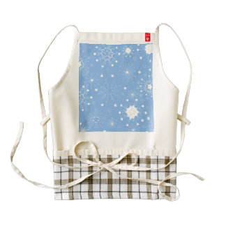 Holiday Snowflakes on Blue Zazzle HEART Apron