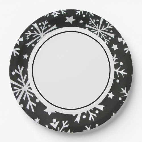 Holiday snowflakes Party Paper Plate