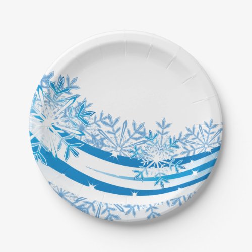 Holiday Snowflakes Party Paper Plates