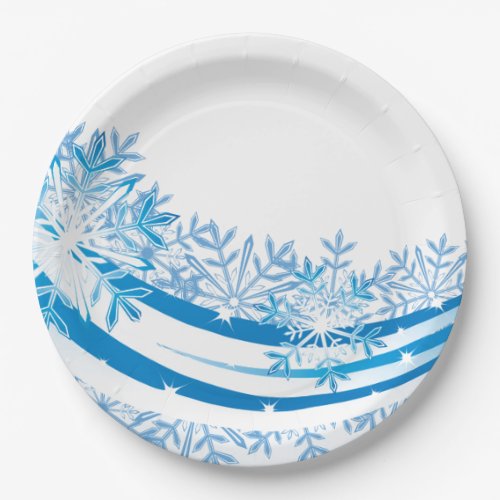 Holiday Snowflakes Party Paper Plates