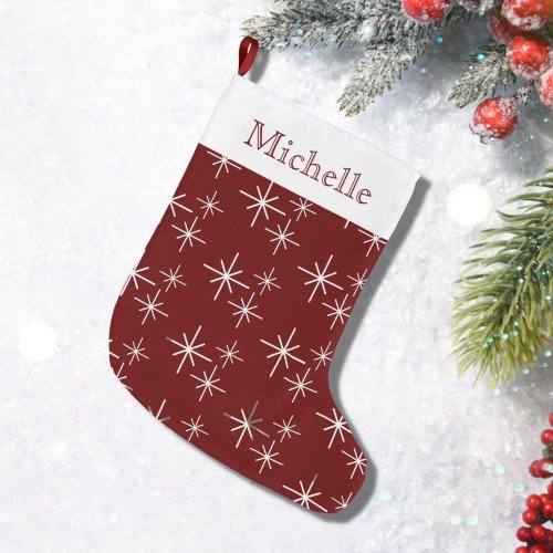 Holiday Snowflakes Pattern Festive Red Large Christmas Stocking