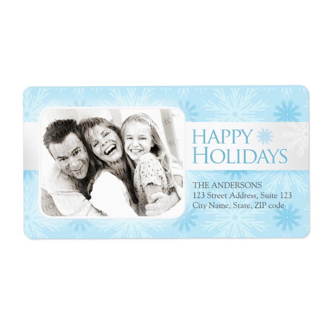 Holiday Snowflakes photo label (Front)