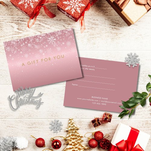 Holiday Snowflakes Rose Gold Gift Certificate