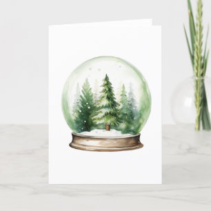 Holiday Snowglobe with Christmas Trees BLANK  Card