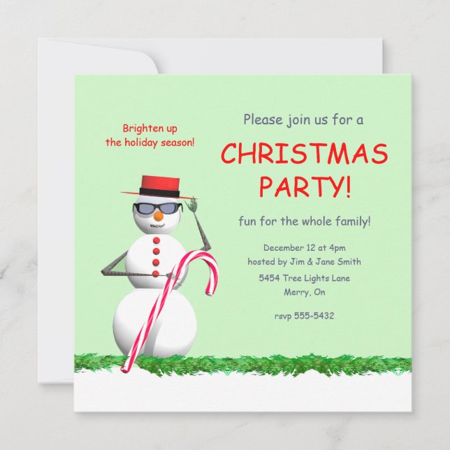 Holiday Snowman Christmas Party Invitation (Front)