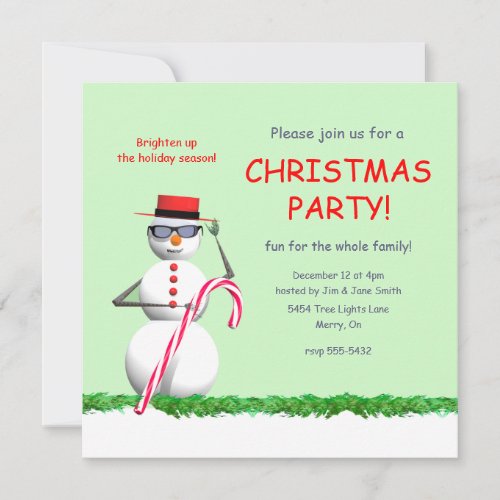 Holiday Snowman Christmas Party Invitation