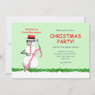 Holiday Snowman Christmas Party Invitation