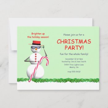 Holiday Snowman Christmas Party Invitation by xfinity7 at Zazzle