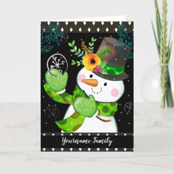 Holiday Snowman Custom Family Name by ValarieDesigns at Zazzle