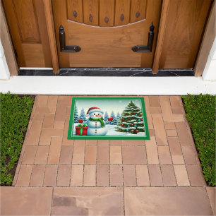 Holiday Snowman Doormat
