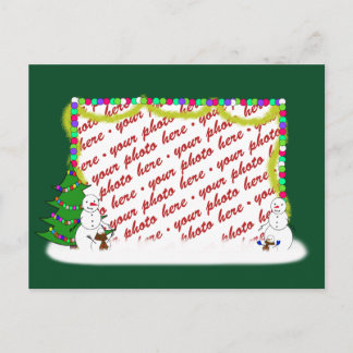 Holiday Snowman Family Photo Frame Postcard