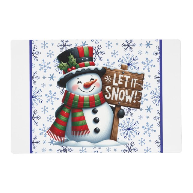 Holiday Snowman Laminated  Placemat (Front)