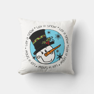 Holiday Snowman Let It Snow Throw Pillow