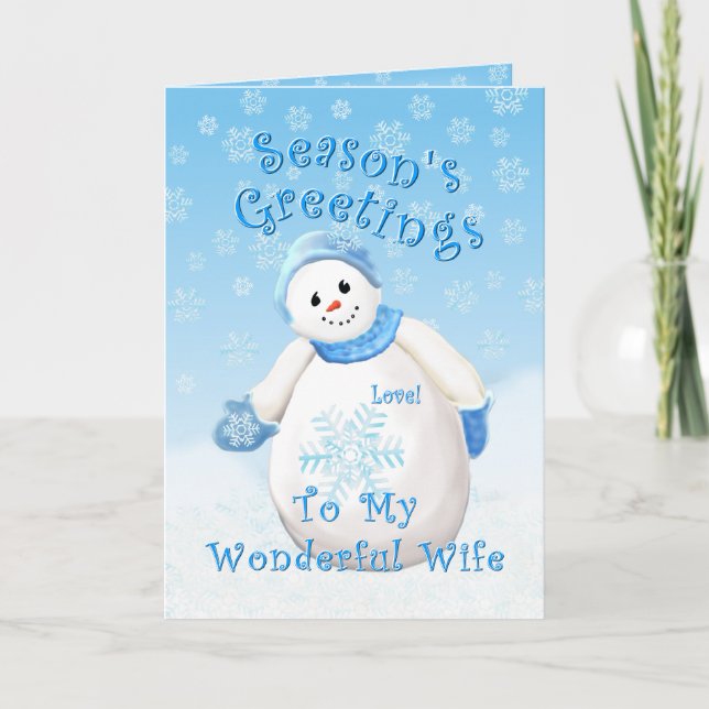Holiday Snowman Love for Wife Card (Front)