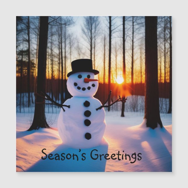 Holiday Snowman Magnetic Card (Front)