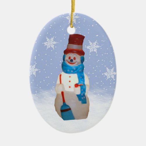 Holiday Snowman Oval Ornament