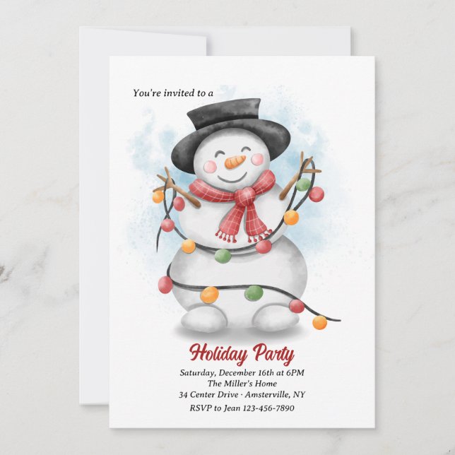 Holiday Snowman Party Invitations (Front)