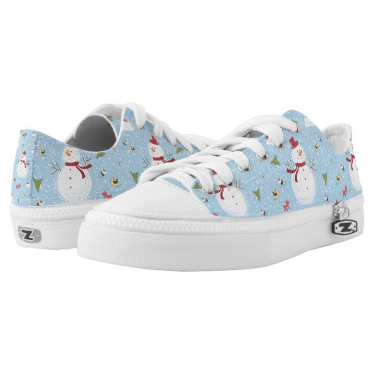Holiday Snowman Pattern Low-Top Sneakers (Pair)
