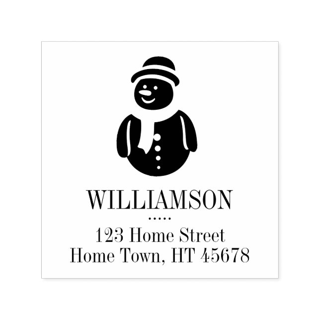 Holiday Snowman Square Return Address Self-inking Stamp (Design)