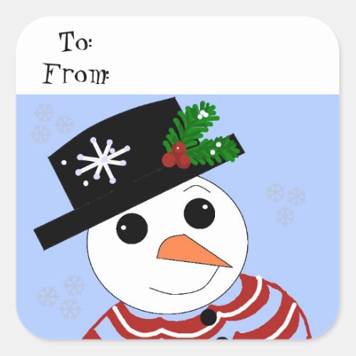 Holiday Snowman Square Sticker