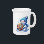 Holiday Snowman Water Pitcher<br><div class="desc">This lovely water pitcher is shown in white with a festive holiday Snowman watercolor print.
Customize this item or buy as is.</div>