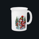 Holiday Snowman Water Pitcher<br><div class="desc">This lovely water pitcher is shown in white with a festive holiday Snowman watercolor print.
Customize this item or buy as is.</div>