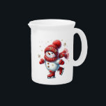Holiday Snowman Water Pitcher<br><div class="desc">This lovely water pitcher is shown in white with a festive holiday Snowman watercolor print.
Customize this item or buy as is.</div>