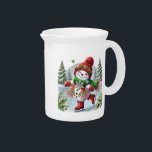 Holiday Snowman Water Pitcher<br><div class="desc">This lovely water pitcher is shown in white with a festive holiday Snowman watercolor print.
Customize this item or buy as is.</div>