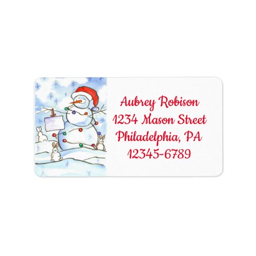 Holiday Snowman Winter Snow Scene Label